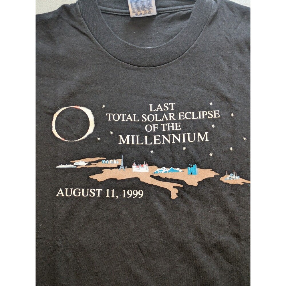 Vintage 1999 Last Total Solar Eclipse Of The Millennium T Shirt Hanes Beefy T